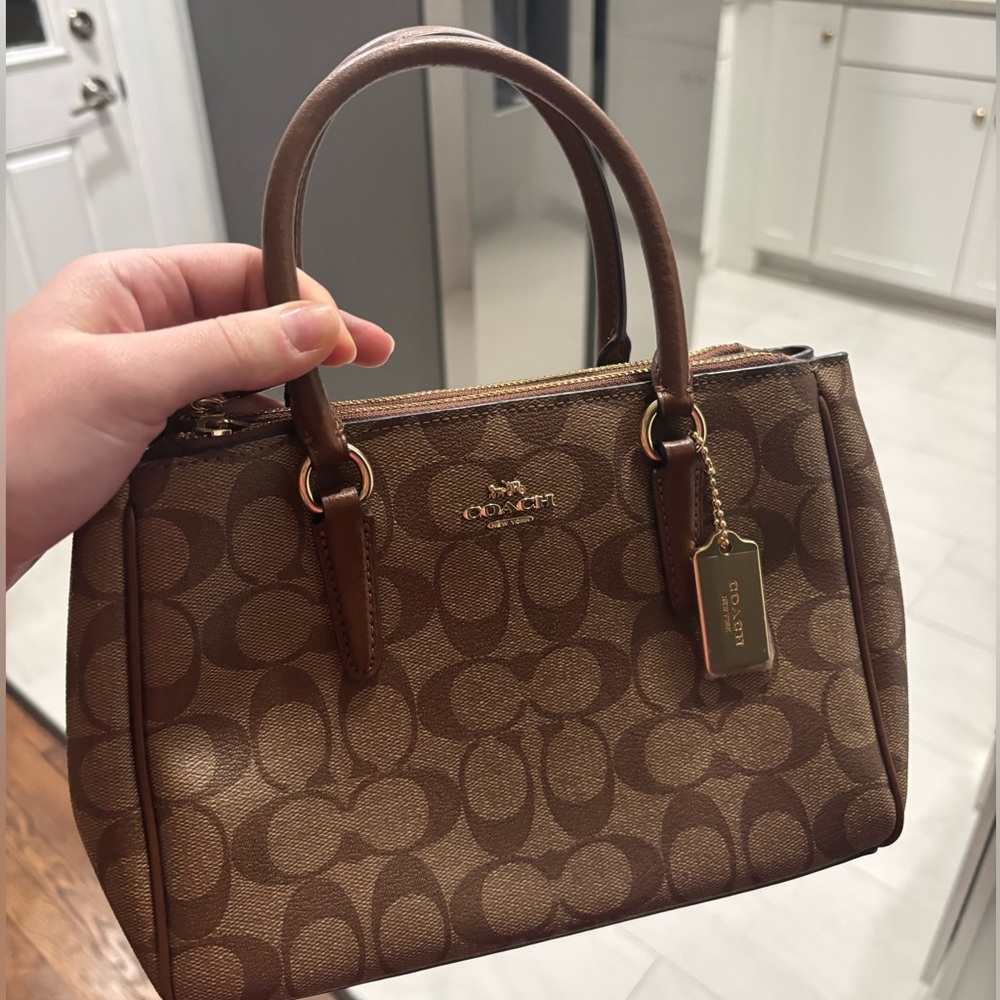 Coach canvas mini tote beige/tan